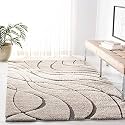 Super Soft Microfiber Abstract Kitchen Designer Anti Slip Kitchen Runner Rug Microfiber Premium Runner Shaggy Carpet (5 X 7 Feet_Cream/Grey)