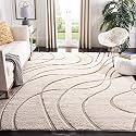 Super Soft Microfiber Abstract Kitchen Designer Anti Slip Kitchen Runner Rug Microfiber Premium Runner Shaggy Carpet (9 X 12 Feet_Cream/Beige)