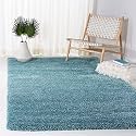 Super Soft Microfiber Abstract Kitchen Designer Anti Slip Kitchen Runner Rug Microfiber Premium Runner Shaggy Carpet (8 X 10 Feet_Aqua Blue)