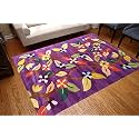 Super Soft Microfiber Abstract Kitchen Designer Anti Slip Kitchen Runner Rug Microfiber Premium Runner Shaggy Carpet (7 X 10 Feet_Purple)