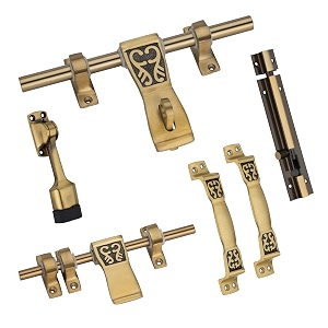 zorba door fittings kit door accessories kit door kit set 1 aldrop 1 latch 2 handles 1 tower bolt and 1 door stopper finish  antique brass aluminium door handle creta antique
