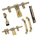ZORBA Door Fittings Kit, Door Accessories Kit, Door Kit Set (1 Aldrop, 1 Latch, 2 Handles, 1 Tower Bolt and 1 Door Stopper, Finish : (Antique Brass) Aluminium Door Handle (Creta Antique)
