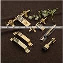 Zorba Door Fittings Kit, Door Accessories Kit, Door Kit Set (1 Aldrop, 1 Latch, 2 Handles, 1 Tower Bolt and 1 Door Stopper, Finish : Antique Brass) Aluminium Door Handle (Ganpati Antique)