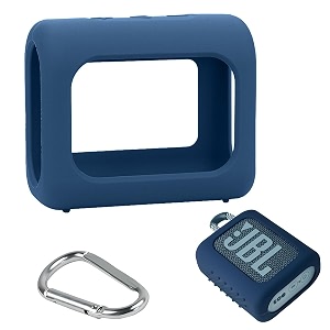 zorbes silicone case for jbl go 3 silicone frame cover for jbl go 3 bluetooth speakerportable outdoor protective sleeve coverwith hanging loop carabiner blue