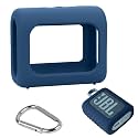 ZORBES® Silicone Case for JBL Go 3 Silicone Frame Cover for JBL Go 3 Bluetooth Speaker,Portable Outdoor Protective Sleeve Cover,with Hanging Loop Carabiner Blue