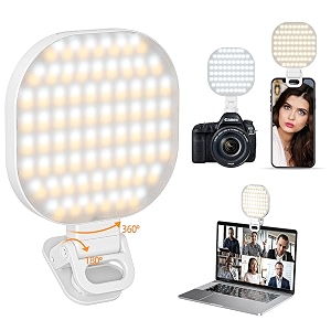 zorbes usb phone light rechargeable camera fill light with 142 led light beads phone light 3 color led selfie light for phone 360 rotating clip on phone light book light