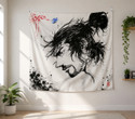 ZORO Samurai Ink Art Tapestry 5x5 Anime | Samurai | Japanese Ink Art Tapestry