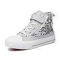 Zoroadke Kids Sparkle Sequins High Top Casual Adjustable Strap Canvas Shoes Girls and Boys Glitter Sneakers