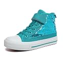 Zoroadke Kids Sparkle Sequins High Top Casual Adjustable Strap Canvas Shoes Girls and Boys Glitter Sneakers