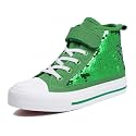 Zoroadke Kids Sparkle Sequins High Top Casual Adjustable Strap Canvas Shoes Girls and Boys Glitter Sneakers