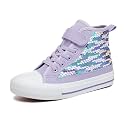 Zoroadke Kids Sparkle Sequins High Top Casual Adjustable Strap Canvas Shoes Girls and Boys Glitter Sneakers