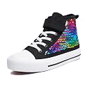 Zoroadke Kids Sparkle Sequins High Top Casual Adjustable Strap Canvas Shoes Girls and Boys Glitter Sneakers