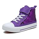 Zoroadke Kids Sparkle Sequins High Top Casual Adjustable Strap Canvas Shoes Girls and Boys Glitter Sneakers