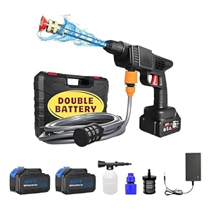cordless portable pressure washer gun 48v 12000mah high pressure water gun wireless high pressure washer water spray gun for car wash bike washing cleaning double battery