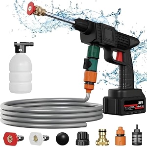 cordless portable wireless pressure washer gun 48v 12000mah high pressure water gun for car wash bike washing cleaning adjustable nozzle and 5m hose pipe single_bettery