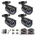 ZOSI 4 Pack 1080P HD TVI Wired Security Cameras, Outdoor Indoor Bullet Cam