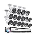 ZOSI 16CH PoE Security Camera System, 16pcs 4MP Outdoor Metal Cam, 4TB HDD
