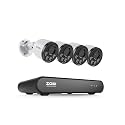 ZOSI 5MP PoE Security Camera System with Audio, 4pcs 4MP Metal Cam, NO HDD
