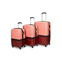 ZOUK Andaman Crest Raahi Trolley/Luggage/Suitcase for Travel | Polycarbonate Hard Case | Printed Patterned Graphic Design | 360° Rotating 4 Spinner Wheel | Black | Set of 3 (47+57+69) cm