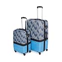 ZOUK Calangute Tides Raahi Trolley| Luggage | Suitcase for Travel | Polycarbonate Hard Case | Printed Graphic Design | 360° Rotating 4 Spinner Wheel | Black | Set of 2 Medium and Large (57+69) cm