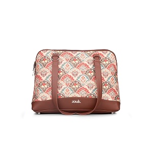 zouk carry all work bag  jute  vegan leather handcrafted women39s shoulder bag with double handles