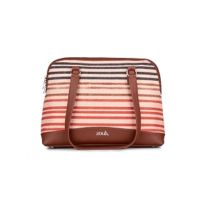zouk carry all work bag  jute  vegan leather handcrafted women39s shoulder bag with double handles