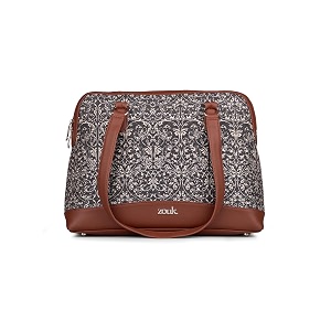 zouk carry all work bag  jute  vegan leather handcrafted women39s shoulder bag with double handles