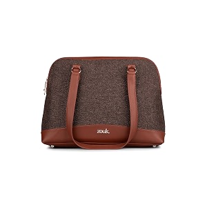 zouk carry all work bag  jute  vegan leather handcrafted women39s shoulder bag with double handles