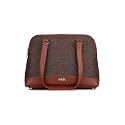 ZOUK Carry All Work Bag | Jute | Vegan Leather Handcrafted Women's Shoulder Bag with Double Handles