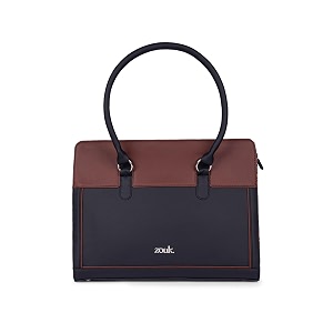 zouk hannah office bag for women  vegan leather handcrafted laptop bag fits 14 laptop  structured two-tone work bag with water-resistant lining 