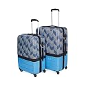 ZOUK Himachal Chevron Raahi Blue Trolley| Luggage | Suitcase for Travel | Polycarbonate Hard Case | Printed Graphic Design | 360° Rotating 4 Spinner Wheel Set of 2 Medium and Large (57+69) cm