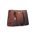 ZOUK Women's Office Essential Bag | Jute | Vegan Leather Handcrafted Tote Bag With Double Handle Shoulder Strap