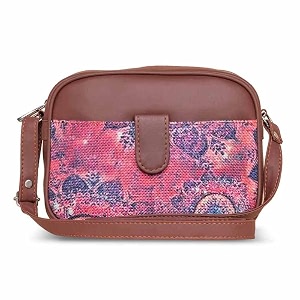 zouk space chakra printed women39s jute handcrafted vegan leather pink magnetic sling bag