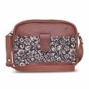 ZOUK FloMotif Floral Printed Women's Jute Handcrafted Vegan Leather Black Magnetic Sling Bag