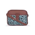 ZOUK Falaknuma Green Jaali Motif Printed Women Jute Vegan Leather Turquoise Trendy Sling Bag With Zip Closure