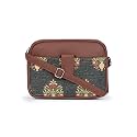 ZOUK Royal Green Mogra Floral Printed Women Jute Vegan Leather Green Trendy Sling Bag With Zip Closure
