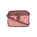 ZOUK Chanderi Phool Floral Printed Women Jute Vegan Leather Red Trendy Sling Bag With Zip Closure