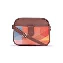ZOUK GeoOptics Geometric Printed Women Jute Vegan Leather Multicolour Trendy Sling Bag With Zip Closure