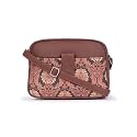 ZOUK Jodhpur Damask Motif Printed Women Jute Vegan Leather Brown Trendy Sling Bag With Zip Closure