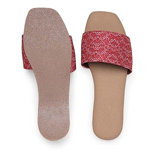 ZOUK Womens Shimla Freesia Casual Flats RedFlat