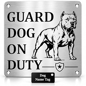 beware of dog zouple sign with custom pet name tag pitbull 834x834 triple mount jsl brand steel laser print