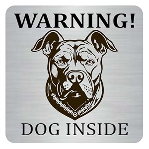 zouple beware of dog sign  pitbull warning  long lasting all-weather steel  ideal 6x6 inch dual tone  outdoor security plaque for gate door wall  drill free self-adhesive