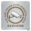 CCTV Surveillance ZOUPLE® Sign with Custom Name Tag, 8"x8", Dual Mount, JSL Brand Steel Laser Print
