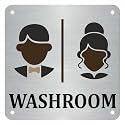 Male-Female/He-She/Washroom ZOUPLE® Sign with Custom Name Tag, 8"x8", Dual Mount, JSL Brand Steel Laser Print