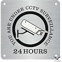 CCTV Surveillance ZOUPLE® Sign with Custom Name Tag, 8"x8", Dual Mount, JSL Brand Steel Laser Print