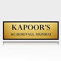 Customize ZOUPLE® Name Plate, 12"x4", Black Acrylic Golden Top, Self-Adhesive