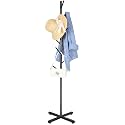 ZOZOE Coat Rack with 8 Hooks, Black Adjustable Coat Rack Stand