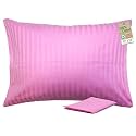 ZPECC Toddler Pillow with Pillowcase - 13 x 18 Organic Pillows for Sleeping, Soft Breathable Small Kids Pillow for Crib, Toddler Bed, Travel, Pink Stripe (Intended for Age 2 and up)