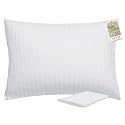 ZPECC Toddler Pillow with Organic Cotton Pillowcase - 16x22, White Stripe