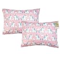 ZPECC Toddler Pillow with Pillowcase 2 Pack - 13x18 Organic Cotton Hypoallergenic Kids Pillow, Baby Essentials for Travel Crib Daycare Stroller (Intended for Age 2 and up) Pink Unicorn